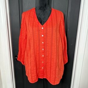 J. Jill Bright Orange Button-Down Blouse